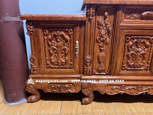 Kệ Hoa Hồng mặt lồi gỗ hương 2m2