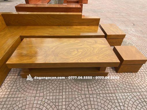 Bộ bàn ghế sofa góc chữ L gỗ cẩm vàng nam phi đóng hộp