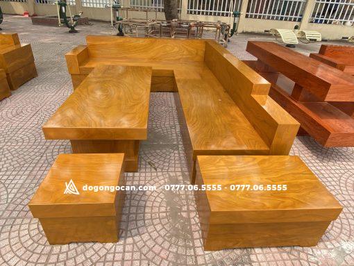 Bộ bàn ghế sofa góc chữ L gỗ cẩm vàng nam phi đóng hộp