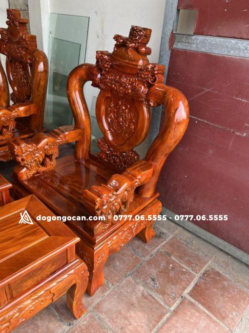 Bộ bàn ghế salon gỗ xà cừ tay 12 nghê đỉnh