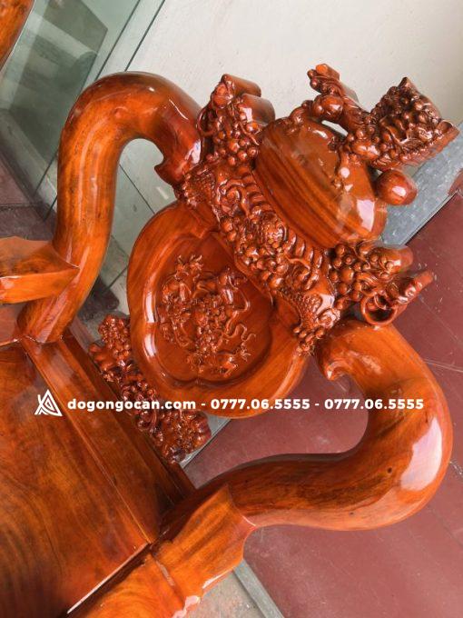 Bộ bàn ghế salon gỗ xà cừ tay 12 nghê đỉnh