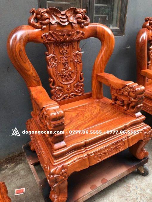 Bộ Minh Quốc Voi Chiến Tay Cột 12 Gỗ Hương Đá Hàng Đục Tay