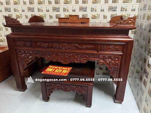 Án gian thờ gỗ gụ lào phun màu chín mận