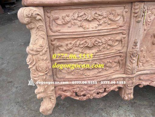 Kệ Tivi Hoàng Gia nguyên khối chân 14 gỗ hương đá dài 2m6
