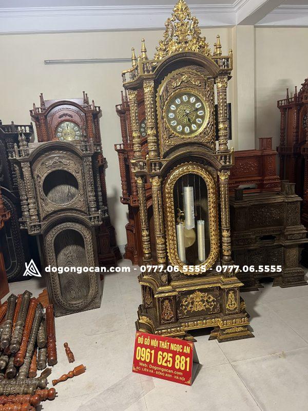Đồng hồ dát vàng mẫu tứ trụ gỗ mun đuôi công cao cấp 3 Đồng hồ dát vàng mẫu tứ trụ gỗ mun đuôi công cao cấp