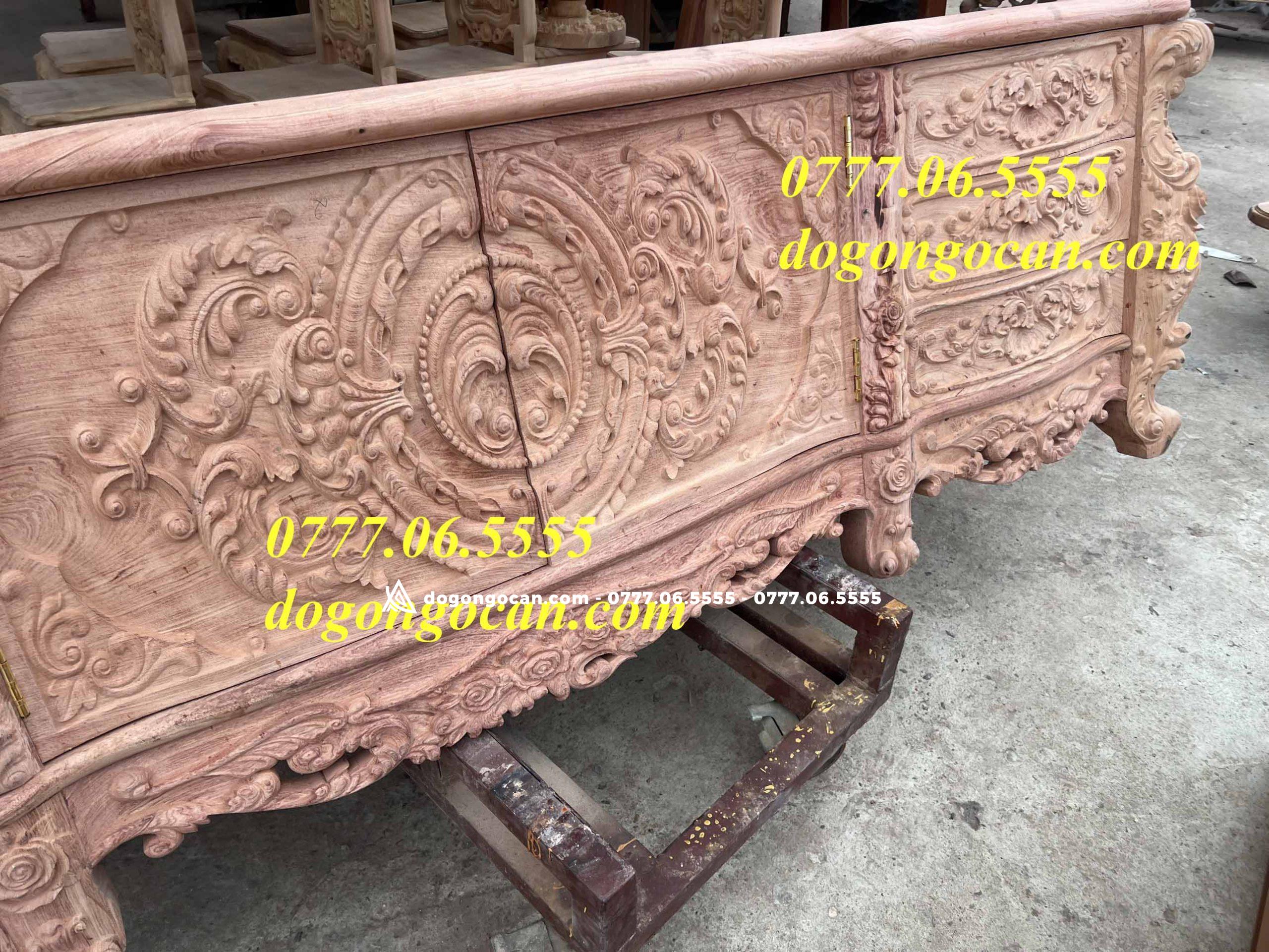 Kệ Tivi Hoàng Gia Luxury Hàng Siêu Víp dài 2m6 gỗ hương đá 6 Kệ Tivi Hoàng Gia nguyên khối chân 14 gỗ hương đá dài 2m6