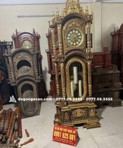 Đồng hồ dát vàng mẫu tứ trụ gỗ mun đuôi công cao cấp 10 Đồng hồ dát vàng mẫu tứ trụ gỗ mun đuôi công cao cấp