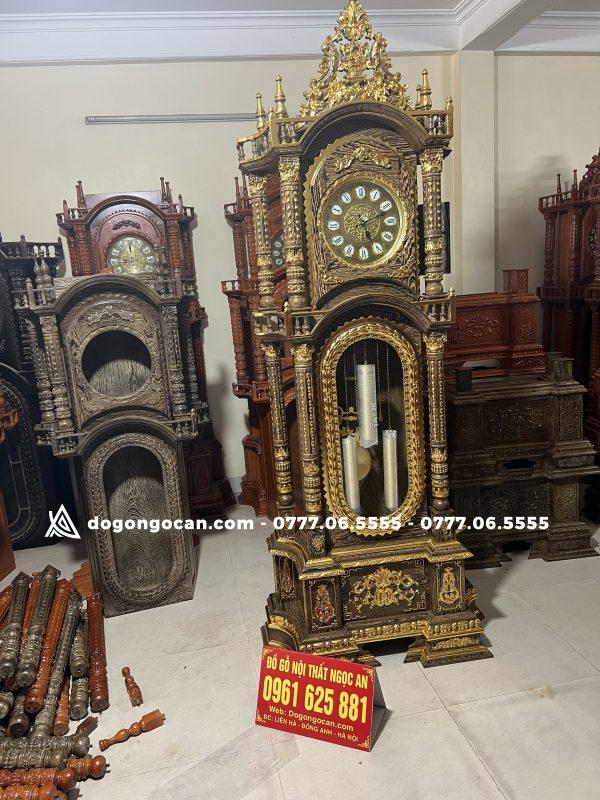 Đồng hồ dát vàng mẫu tứ trụ gỗ mun đuôi công cao cấp 4 Đồng hồ dát vàng mẫu tứ trụ gỗ mun đuôi công cao cấp