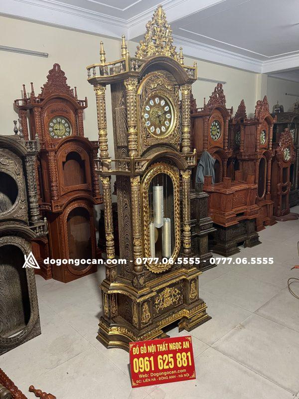 Đồng hồ dát vàng mẫu tứ trụ gỗ mun đuôi công cao cấp 5 Đồng hồ dát vàng mẫu tứ trụ gỗ mun đuôi công cao cấp