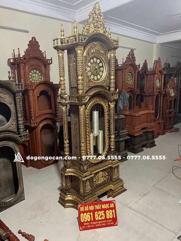 Đồng hồ dát vàng mẫu tứ trụ gỗ mun đuôi công cao cấp 6 Đồng hồ dát vàng mẫu tứ trụ gỗ mun đuôi công cao cấp