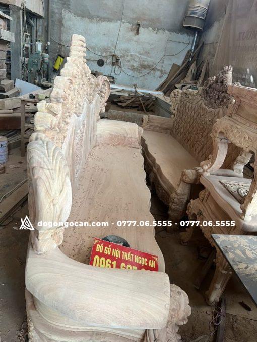 Bộ Ghế Louis Hoàng Gia Nguyên Khối Gỗ Gõ Đỏ 10 món