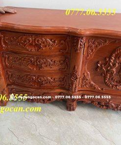 Kệ Tivi Hoàng Gia nguyên khối chân 14 gỗ hương đá dài 2m6