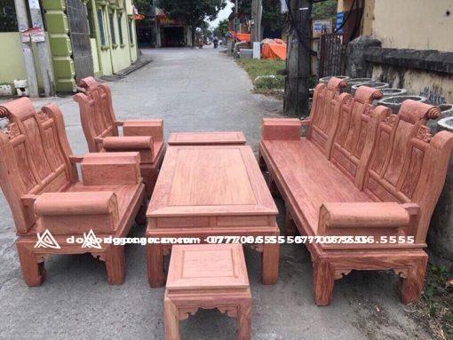Bộ bàn ghế âu á hộp kiểu cuốn thư gỗ hương đá - Hình ảnh 11