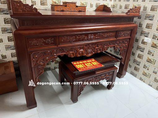 Án gian thờ gỗ gụ lào phun màu chín mận