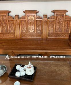 Bộ Bàn ghế Âu Á gỗ Hương Đá Chương Cuốn Thư