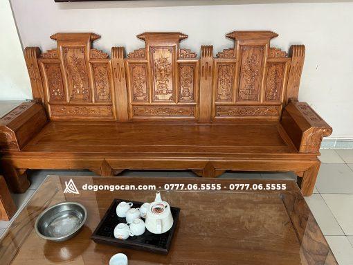 Bộ Bàn ghế Âu Á gỗ Hương Đá Chương Cuốn Thư