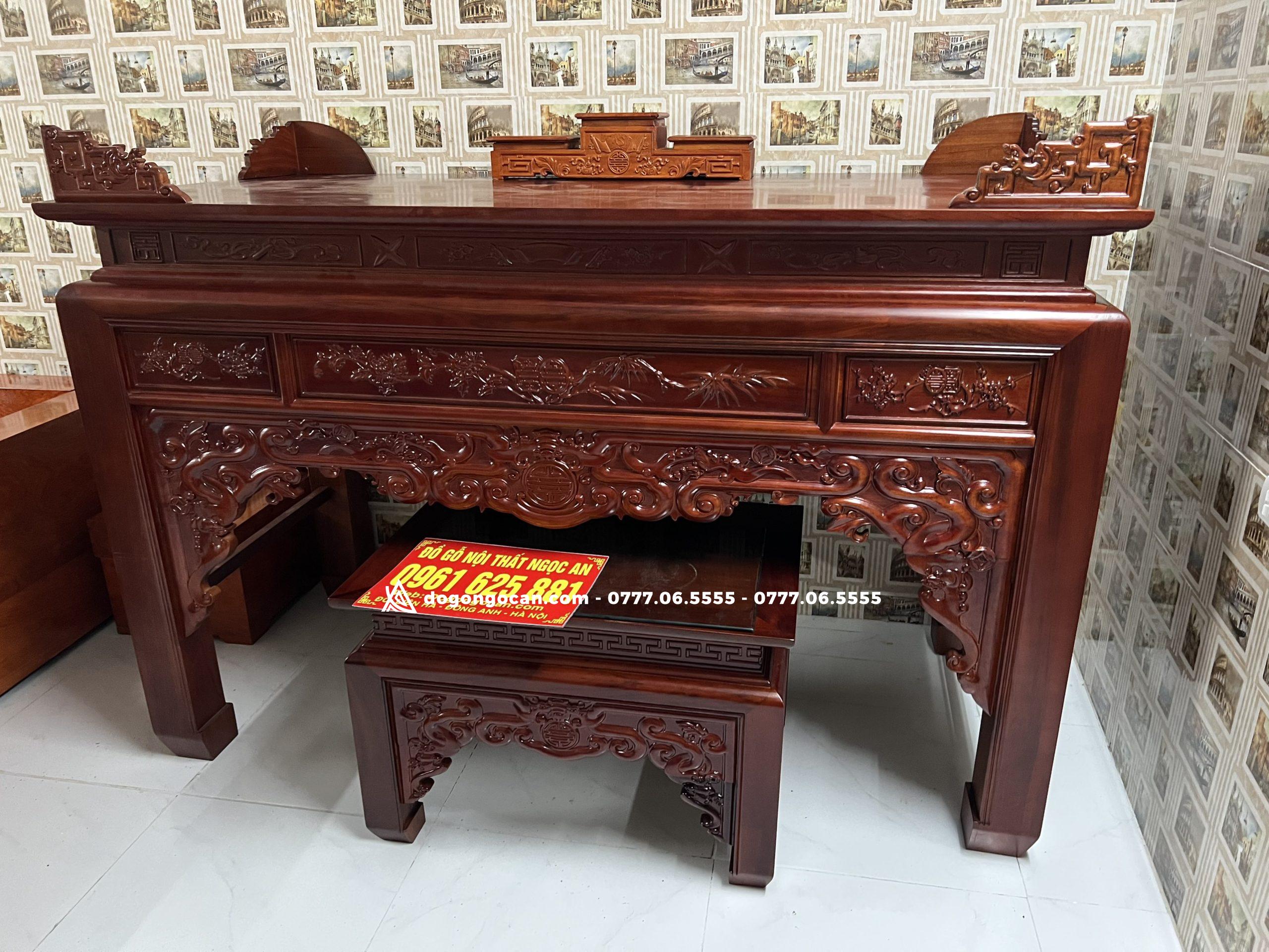 Án gian thờ gỗ gụ lào phun màu chín mận 2 Án gian thờ gỗ gụ lào phun màu chín mận