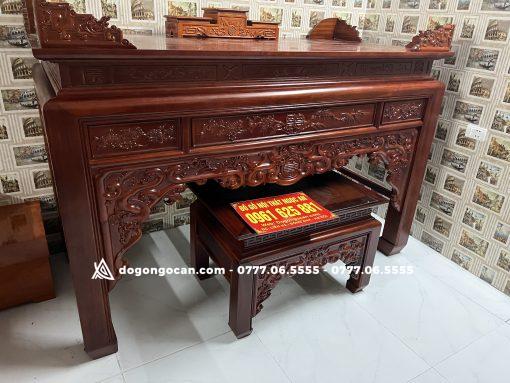 Án gian thờ gỗ gụ lào phun màu chín mận