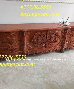 Kệ Tivi Hoàng Gia nguyên khối chân 14 gỗ hương đá dài 2m6
