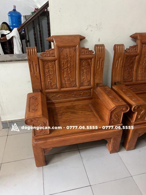 Bộ Bàn ghế Âu Á gỗ Hương Đá Chương Cuốn Thư