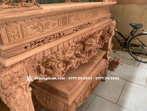 Sập Thờ Tứ Linh Gỗ Hương Đá Chân 18 Vân Đẹp Hàng Mộc
