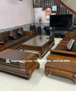 Bộ bàn ghế sofa zito chân đùi gà gỗ hương đá màu óc chó ( Anh Minh – Phúc Thọ , Hn)