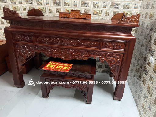 Án gian thờ gỗ gụ lào phun màu chín mận