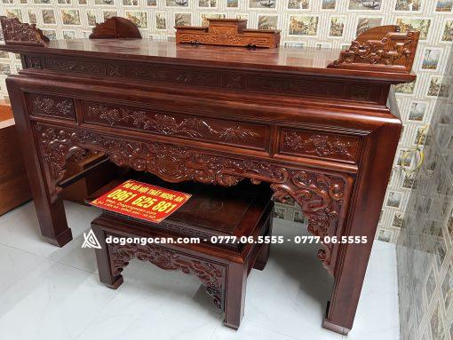 Án gian thờ gỗ gụ lào phun màu chín mận