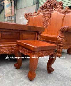 Bộ Ghế Louis Hoàng Gia Nguyên Khối Gỗ Gõ Đỏ 10 món