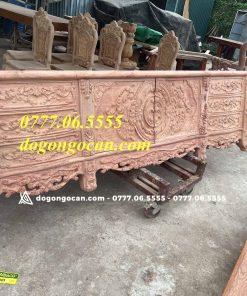 Kệ Tivi Hoàng Gia nguyên khối chân 14 gỗ hương đá dài 2m6