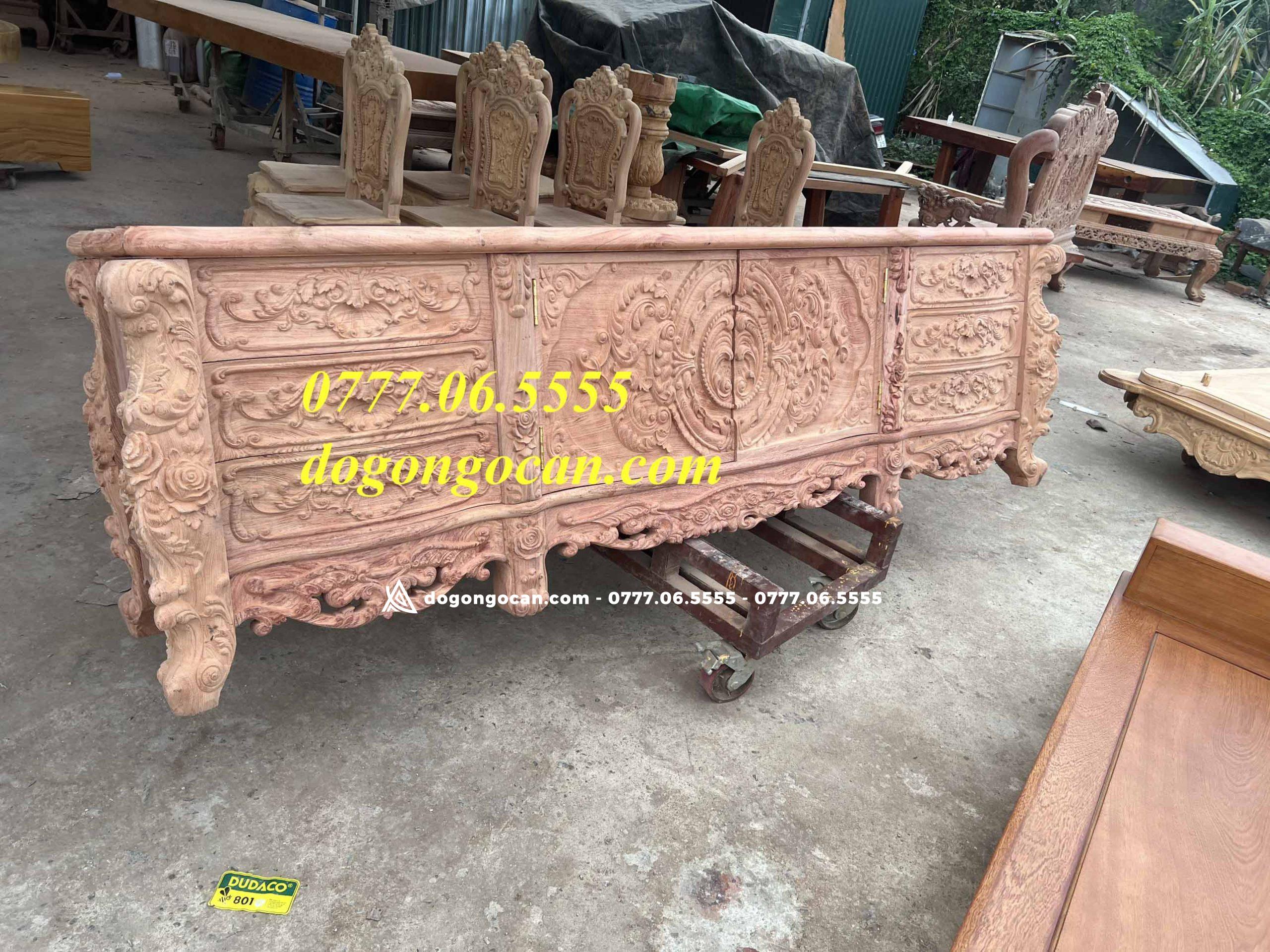 Kệ Tivi Hoàng Gia Luxury Hàng Siêu Víp dài 2m6 gỗ hương đá 4 Kệ Tivi Hoàng Gia nguyên khối chân 14 gỗ hương đá dài 2m6