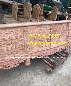 Kệ Tivi Hoàng Gia nguyên khối chân 14 gỗ hương đá dài 2m6