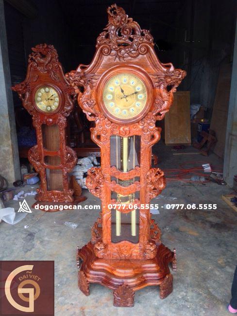 Đồng hồ cây chạm cửu long gỗ hương đá nam phi 6 Đồng hồ cây chạm cửu long gỗ hương đá nam phi