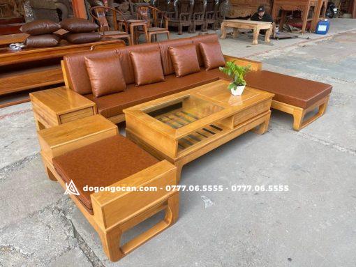 Bàn ghế sofa đùi gà góc gỗ sồi nga ( Anh Vinh – Nghệ An )
