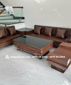 Bộ bàn ghế  sofa chân thuyền gỗ sồi bắc mỹ vân đẹp