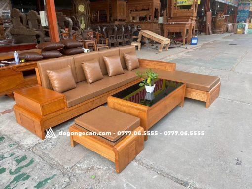 Bàn ghế sofa đùi gà góc gỗ sồi nga ( Anh Vinh – Nghệ An )