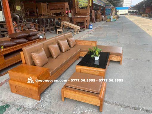 Bàn ghế sofa đùi gà góc gỗ sồi nga ( Anh Vinh – Nghệ An )