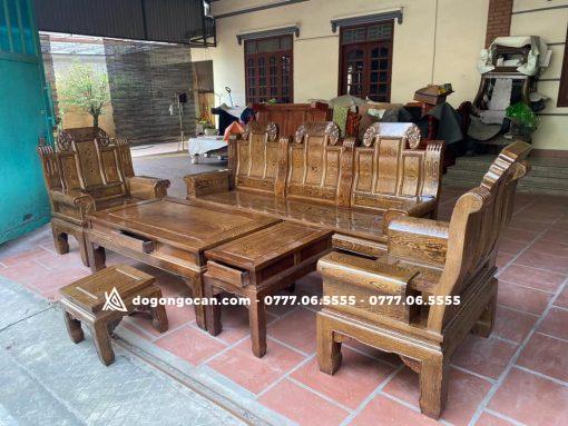 Bộ bàn ghế gỗ mun đuôi công âu á hộp chương voi