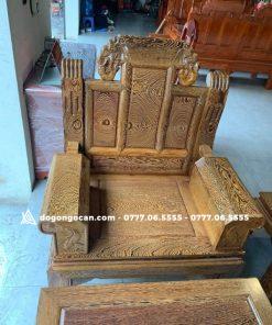 Bộ bàn ghế gỗ mun đuôi công âu á hộp chương voi