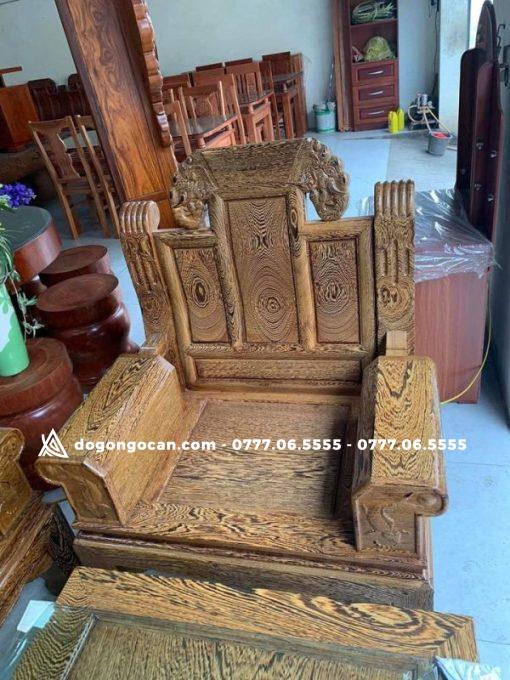 Bộ bàn ghế gỗ mun đuôi công âu á hộp chương voi