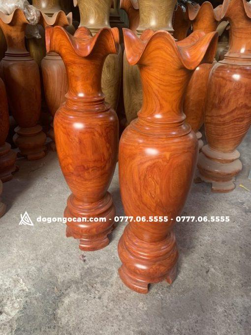 Cặp Lục Bình Gỗ Hương Đỏ Cao 1m4 nguyên khối