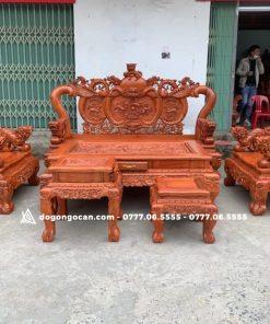 Bộ Bàn Ghế Nghê Bảo Đỉnh Cột 12 Chân 14 Gỗ Hương Đá