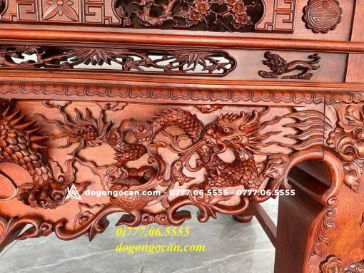 Sập Thờ Tứ Linh Chân 26 Ván Mặt Liền Hàng Dày Dặn Gỗ Gụ Lào ( Anh Dũng – Ninh Bình)