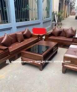 Bộ Sofa Phòng Khách Gỗ Sồi Tự Nhiên 2 Văng Hiện Đại