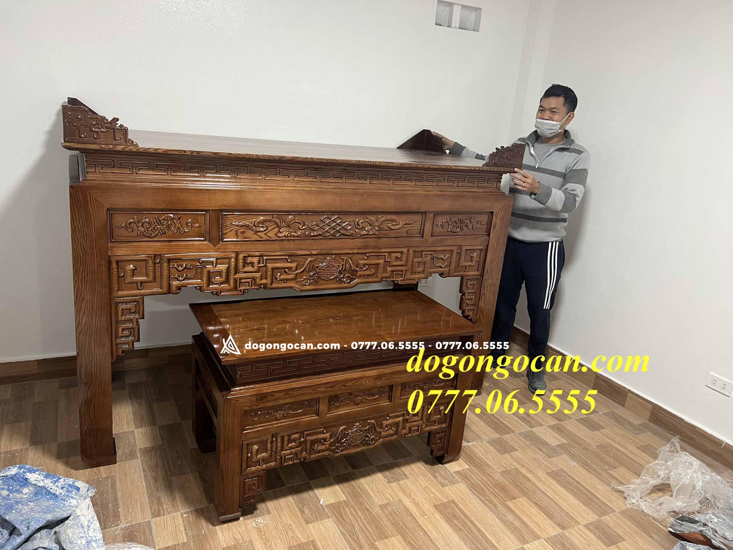 Án gia thờ như ý chân 12 và bàn cơm gỗ sồi nga (chị Huyền, Hưng Yên) 6 Án gia thờ như ý chân 12 và bàn cơm gỗ sồi nga (chị Huyền, Hưng Yên)