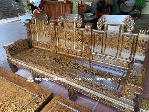 Bộ bàn ghế gỗ mun đuôi công âu á hộp chương voi