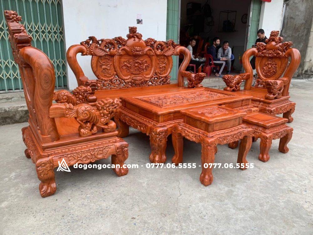 Bộ Bàn Ghế Nghê Bảo Đỉnh Cột 12 Chân 14 Gỗ Hương Đá 1 Import placeholder for 6372