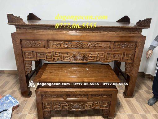 Án gia thờ như ý chân 12 và bàn cơm gỗ sồi nga (chị Huyền, Hưng Yên)