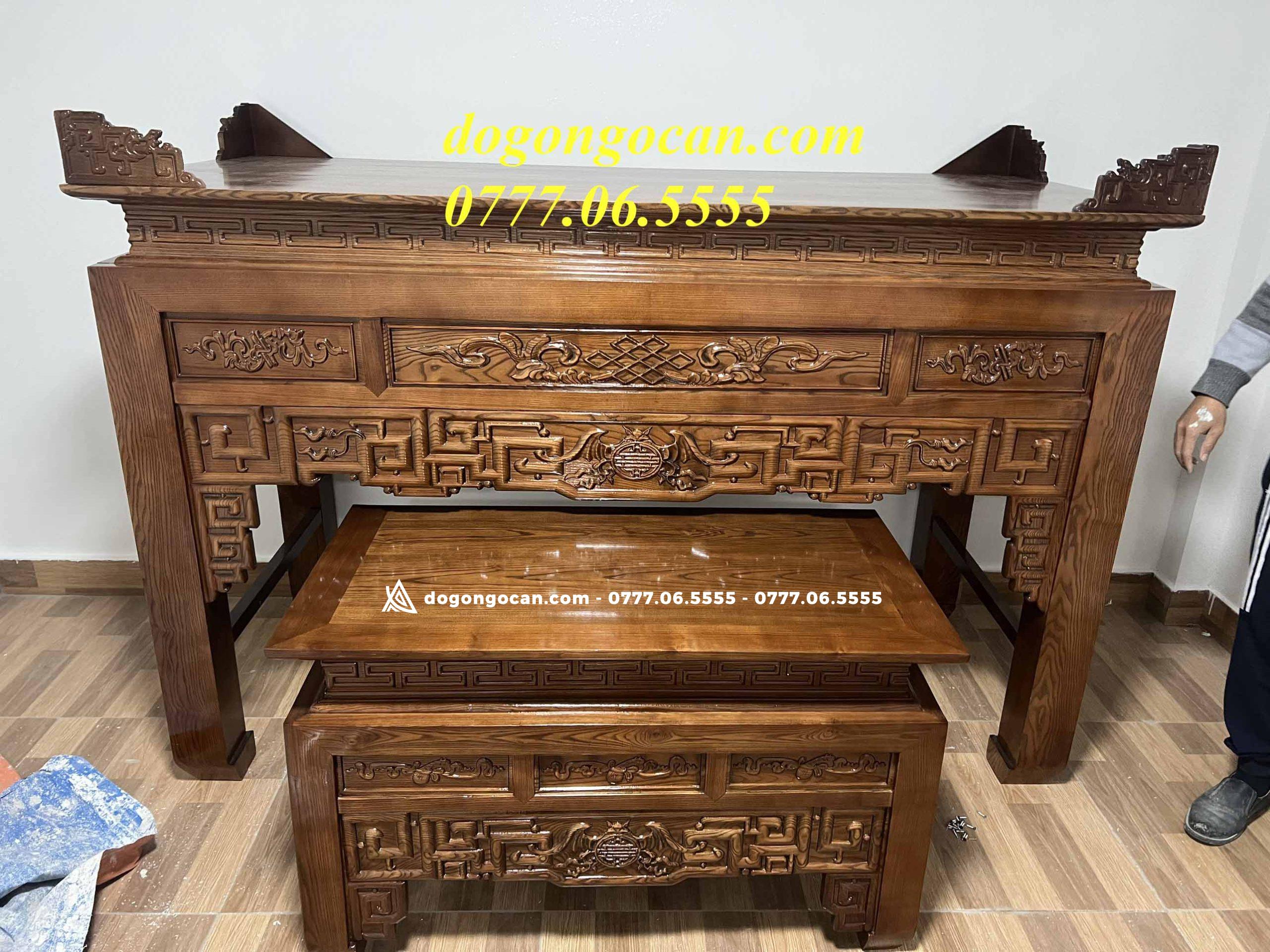 Án gia thờ như ý chân 12 và bàn cơm gỗ sồi nga (chị Huyền, Hưng Yên) 7 Án gia thờ như ý chân 12 và bàn cơm gỗ sồi nga (chị Huyền, Hưng Yên)