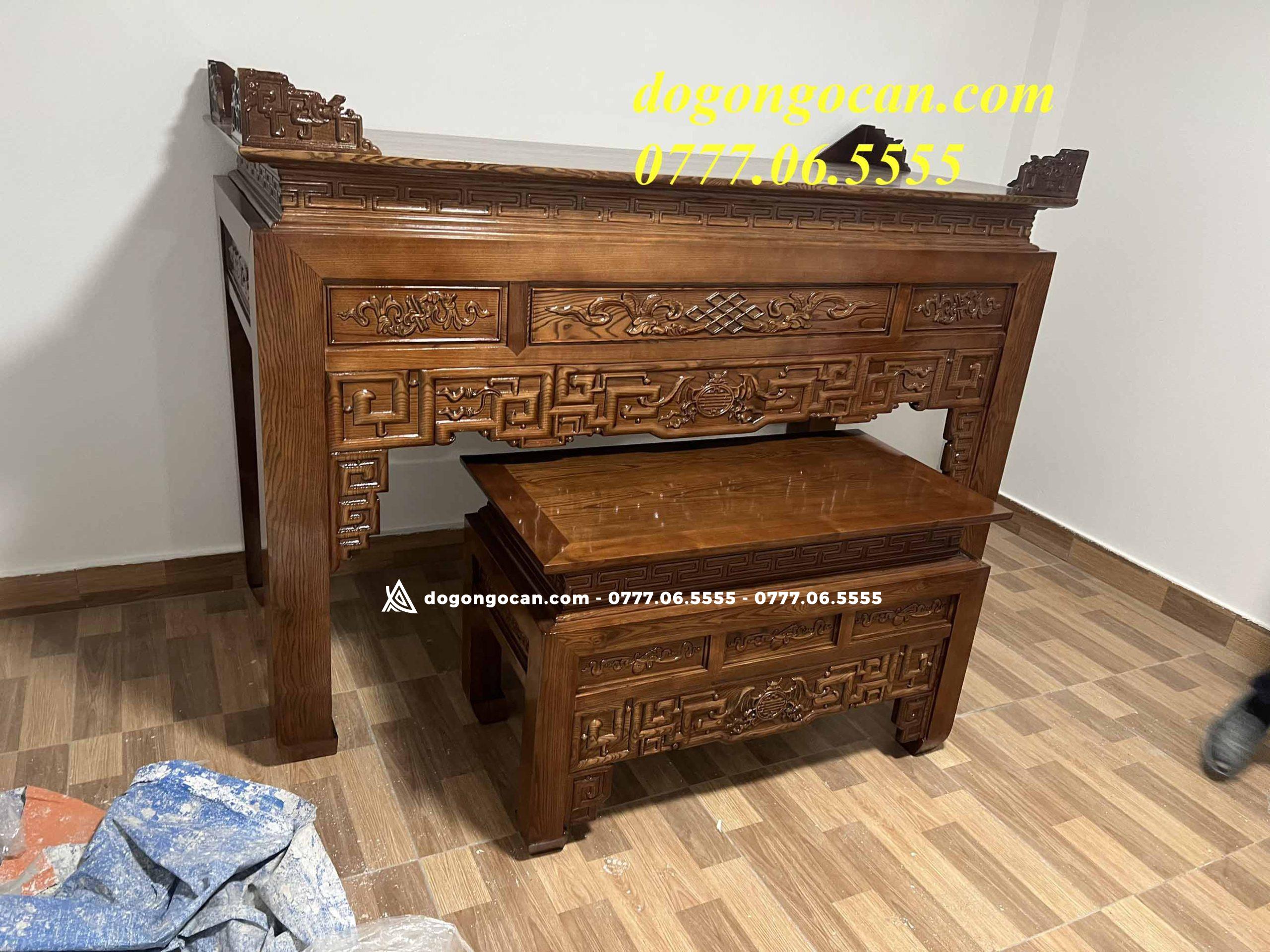 Án gia thờ như ý chân 12 và bàn cơm gỗ sồi nga (chị Huyền, Hưng Yên) 3 Án gia thờ như ý chân 12 và bàn cơm gỗ sồi nga (chị Huyền, Hưng Yên)